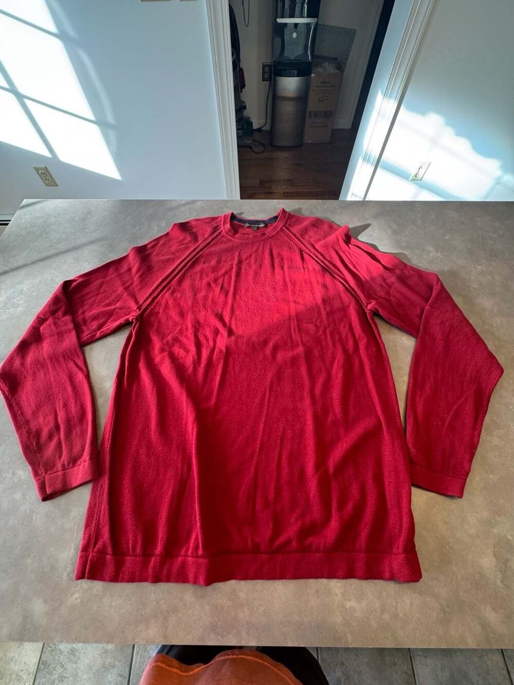 Red 100% Cotton Long Sleeve Crewneck Knit Sweater